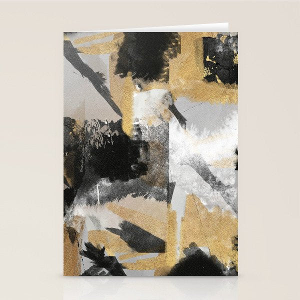 Gold leaf black, geometrical abstract Stationery Card Gallery Image 2