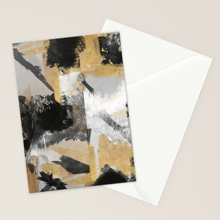 Gold leaf black, geometrical abstract Stationery Card Gallery Image 2
