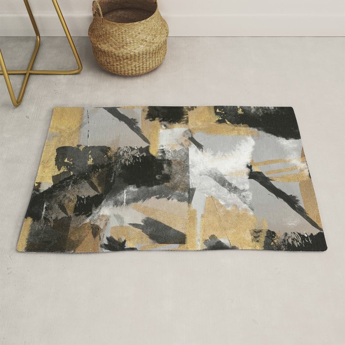 Gold leaf black, geometrical abstract Rug Gallery Image 1