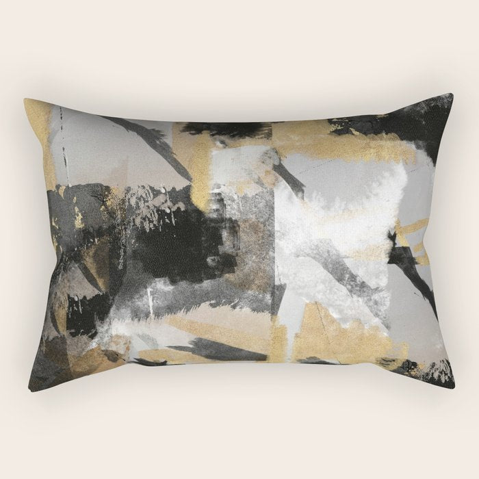 Gold leaf black, geometrical abstract Rectangular Pillow Gallery Image 2