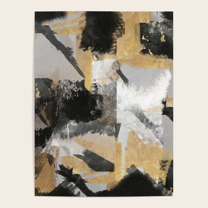 Gold leaf black, geometrical abstract Poster Gallery Image 4