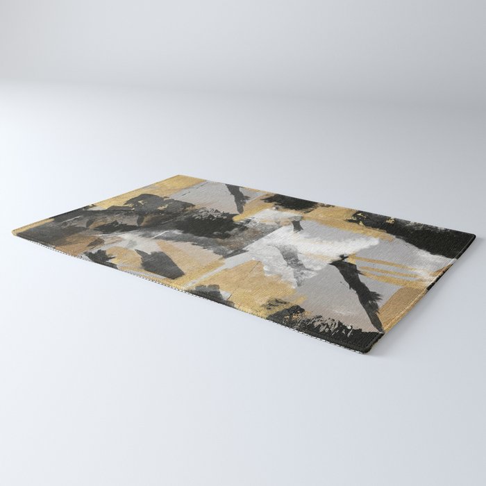 Gold leaf black, geometrical abstract Rug Gallery Image 3