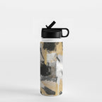 Gold leaf black, geometrical abstract Water Bottle Gallery Image 1