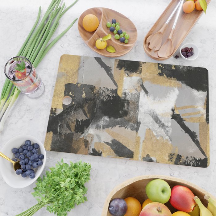 Gold leaf black, geometrical abstract Cutting Board Gallery Image 2