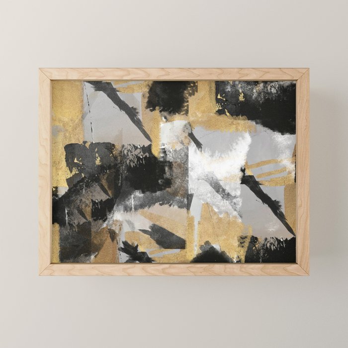 Gold leaf black, geometrical abstract Mini Art Print Gallery Image 1