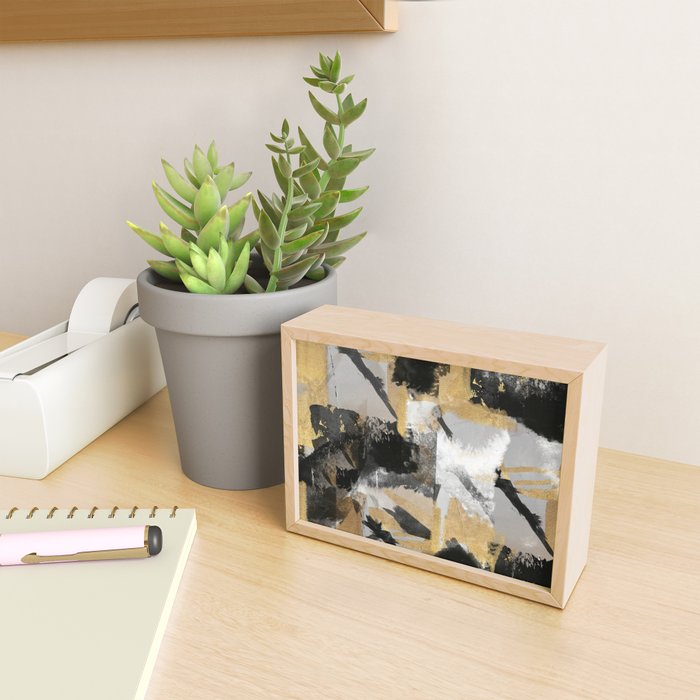 Gold leaf black, geometrical abstract Mini Art Print Gallery Image 2