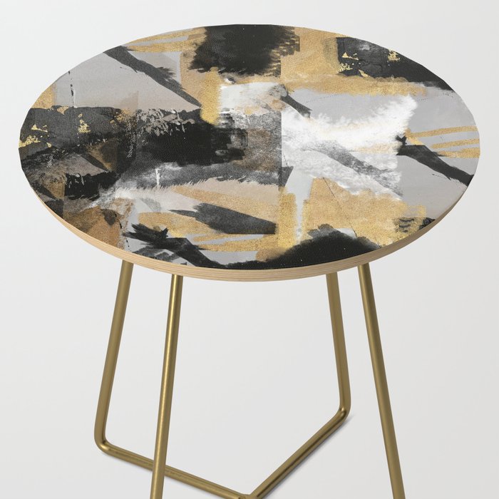 Gold leaf black, geometrical abstract Side Table Gallery Image 2
