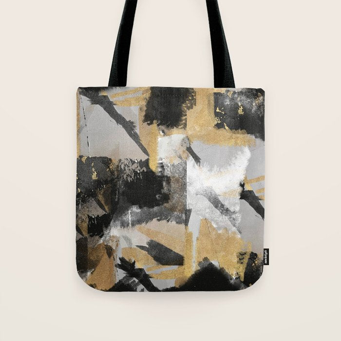 Gold leaf black, geometrical abstract Tote Bag Gallery Image 1