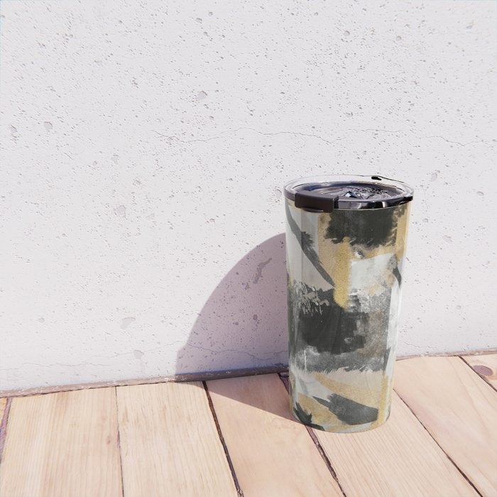 Gold leaf black, geometrical abstract Travel Mug Gallery Image 4