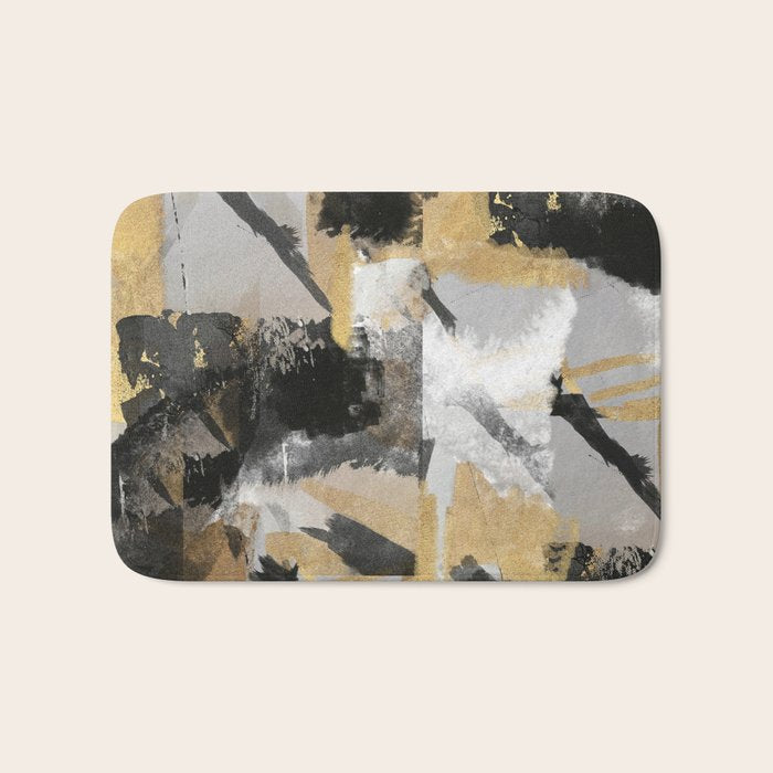Gold leaf black, geometrical abstract Bath Mat Gallery Image 1