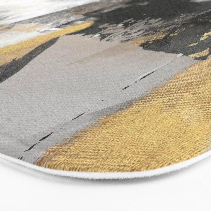 Gold leaf black, geometrical abstract Bath Mat Gallery Image 3