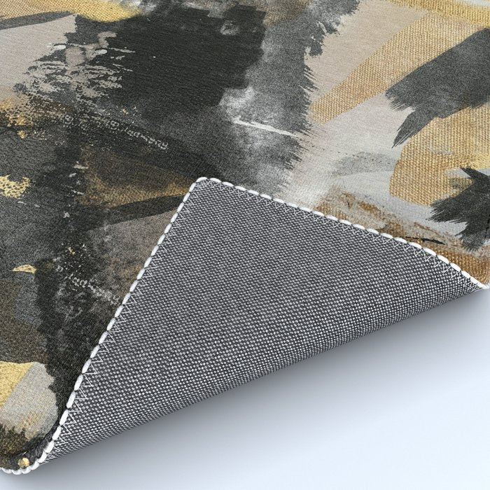 Gold leaf black, geometrical abstract Rug Gallery Image 4