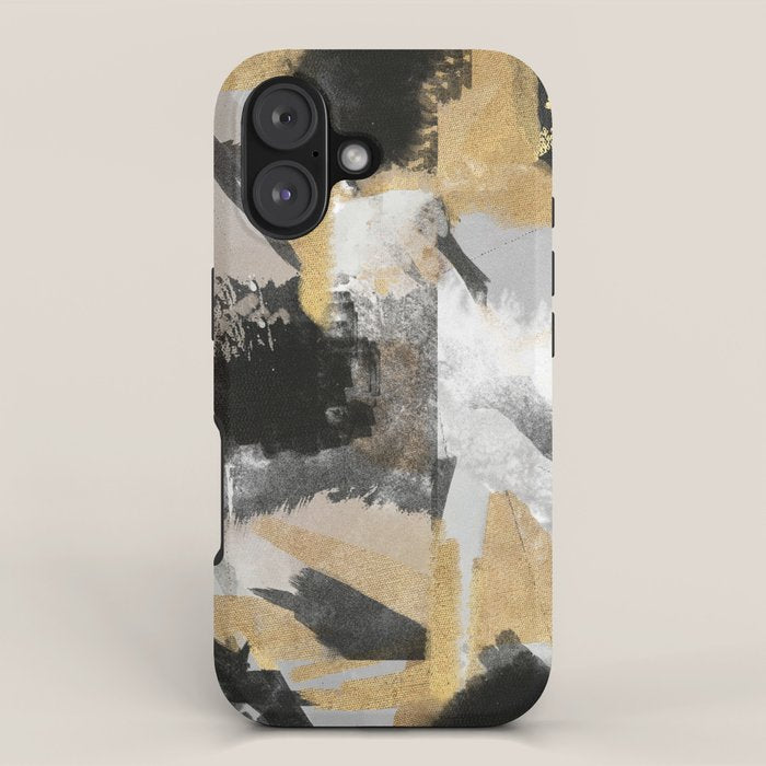 Gold leaf black, geometrical abstract iPhone Case Gallery Image 1