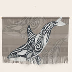 Orca Killer Whale Tribal Tattoo Tlingit Taupe Ink Wall Hanging Gallery Image 1