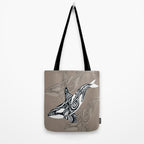 Orca Killer Whale Tribal Tattoo Tlingit Taupe Ink Tote Bag Gallery Image 2