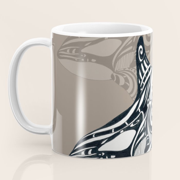 Orca Killer Whale Tribal Tattoo Tlingit Taupe Ink Coffee Mug Gallery Image 3