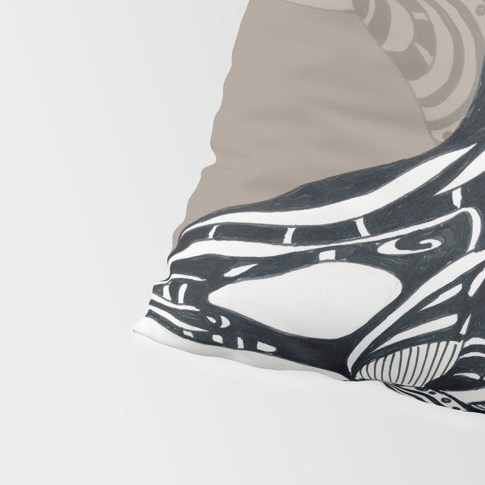 Orca Killer Whale Tribal Tattoo Tlingit Taupe Ink Pillow Sham Gallery Image 4