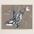 Orca Killer Whale Tribal Tattoo Tlingit Taupe Ink Jigsaw Puzzle Gallery Image 1