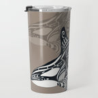 Orca Killer Whale Tribal Tattoo Tlingit Taupe Ink Travel Mug Gallery Image 3