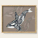 Orca Killer Whale Tribal Tattoo Tlingit Taupe Ink Serving Tray Gallery Image 1