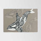Orca Killer Whale Tribal Tattoo Tlingit Taupe Ink Rug Gallery Image 2