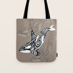 Orca Killer Whale Tribal Tattoo Tlingit Taupe Ink Tote Bag Gallery Image 1