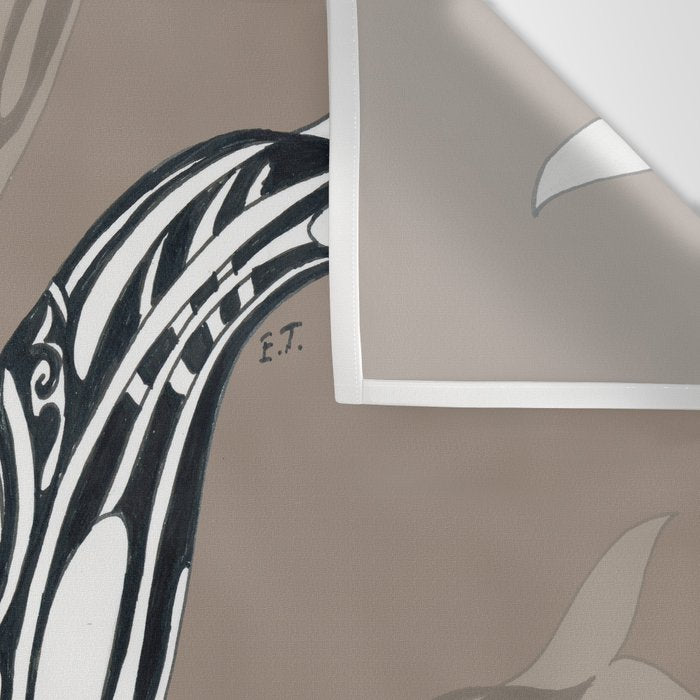 Orca Killer Whale Tribal Tattoo Tlingit Taupe Ink Wall Tapestry Gallery Image 3