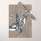 Orca Killer Whale Tribal Tattoo Tlingit Taupe Ink Wrapping Paper Gallery Image 1