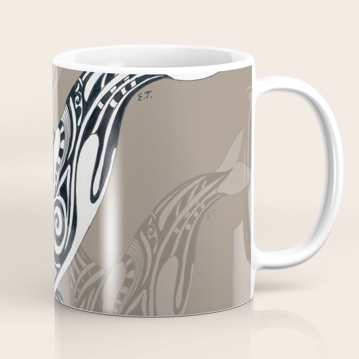 Orca Killer Whale Tribal Tattoo Tlingit Taupe Ink Coffee Mug Gallery Image 1