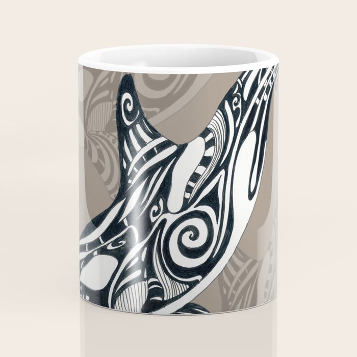 Orca Killer Whale Tribal Tattoo Tlingit Taupe Ink Coffee Mug Gallery Image 4