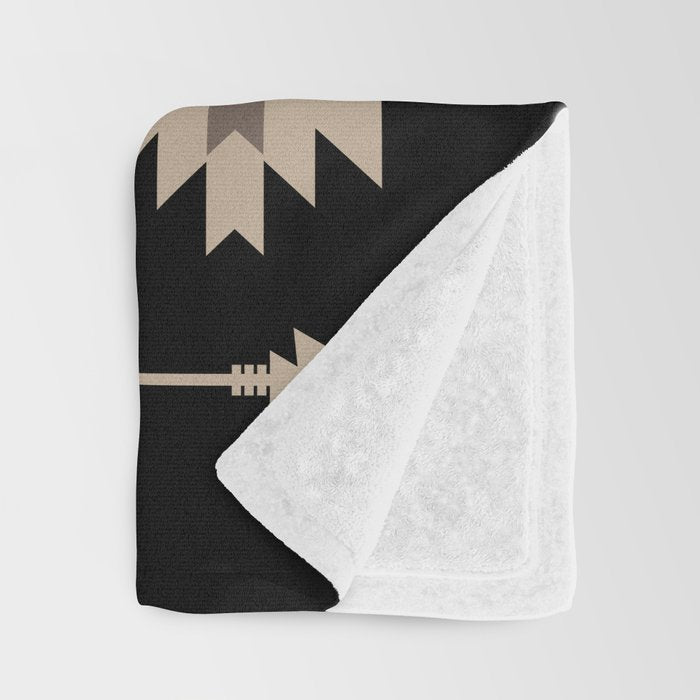 Southwestern Arrow Pattern 233 Black and Beige Throw Blanket Gallery Image 3