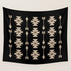Southwestern Arrow Pattern 233 Black and Beige Wall Tapestry Gallery Image 4