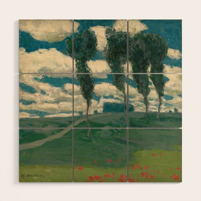 "Spring Landscape with Poplar Trees" by Alois Kalvoda, circa 1914-1920 Wood Wall Art Gallery Image 1