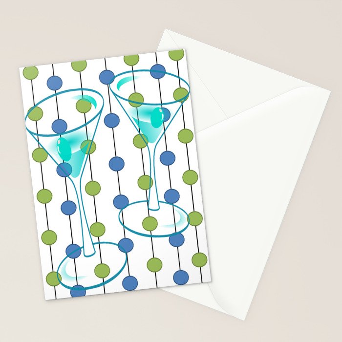 Mid-Century Modern Atomic Art Cocktails 1.0 Stationery Card Gallery Image 2