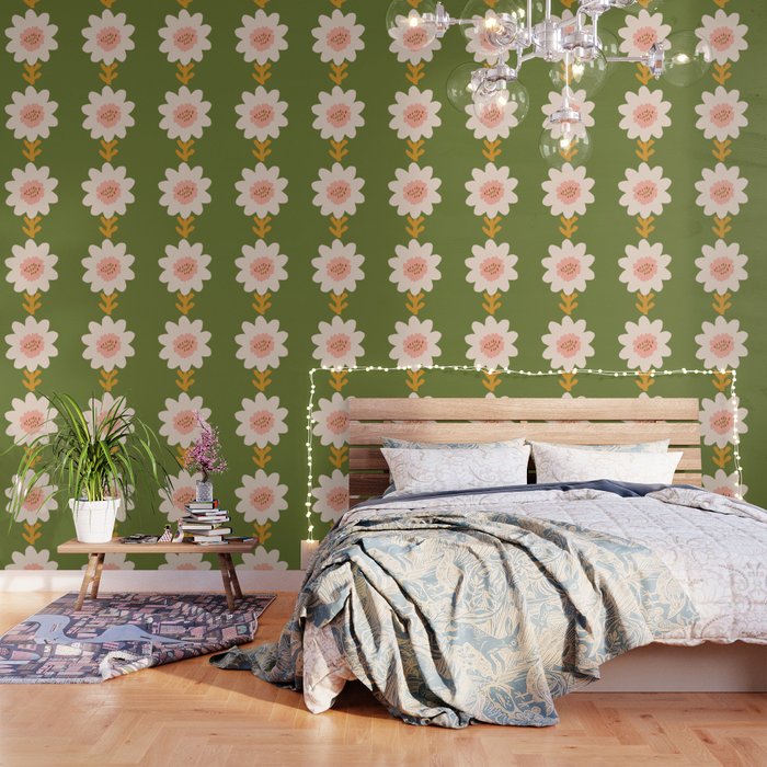Sunflower - bohemian green Wallpaper Gallery Image 1