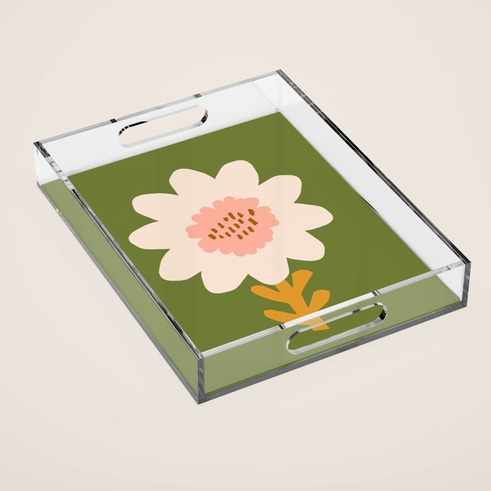 Sunflower - bohemian green Acrylic Tray Gallery Image 1