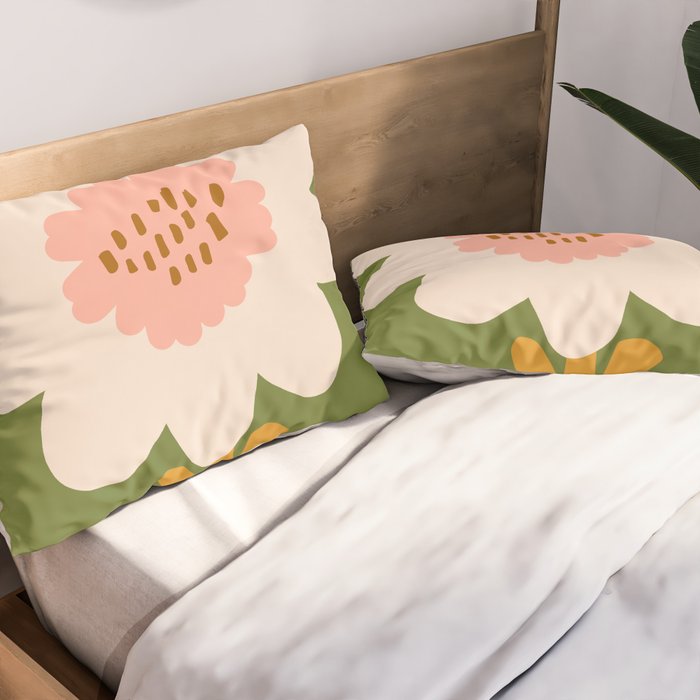 Sunflower - bohemian green Pillow Sham Gallery Image 2