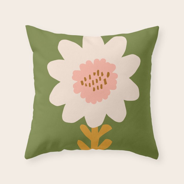Sunflower - bohemian green Throw Pillow Gallery Image 6