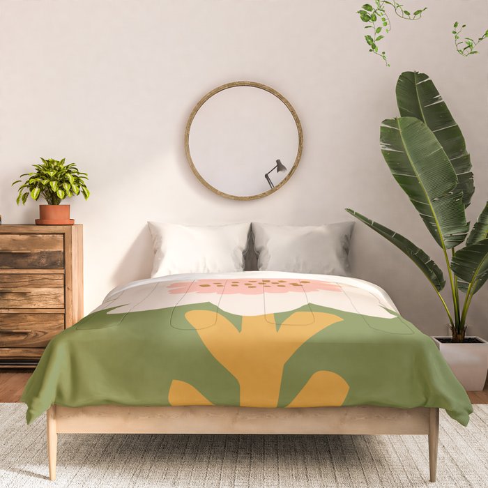 Sunflower - bohemian green Comforter Gallery Image 3