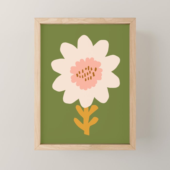 Sunflower - bohemian green Mini Art Print Gallery Image 1