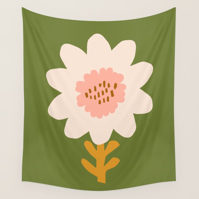 Sunflower - bohemian green Wall Tapestry Gallery Image 4
