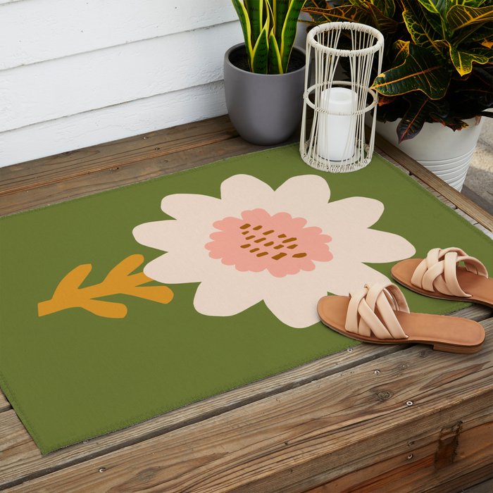 Sunflower - bohemian green Outdoor Rug Gallery Image 2