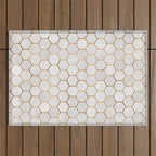 Neutral Geometric Hexagon Pattern Outdoor Rug Gallery Image 1