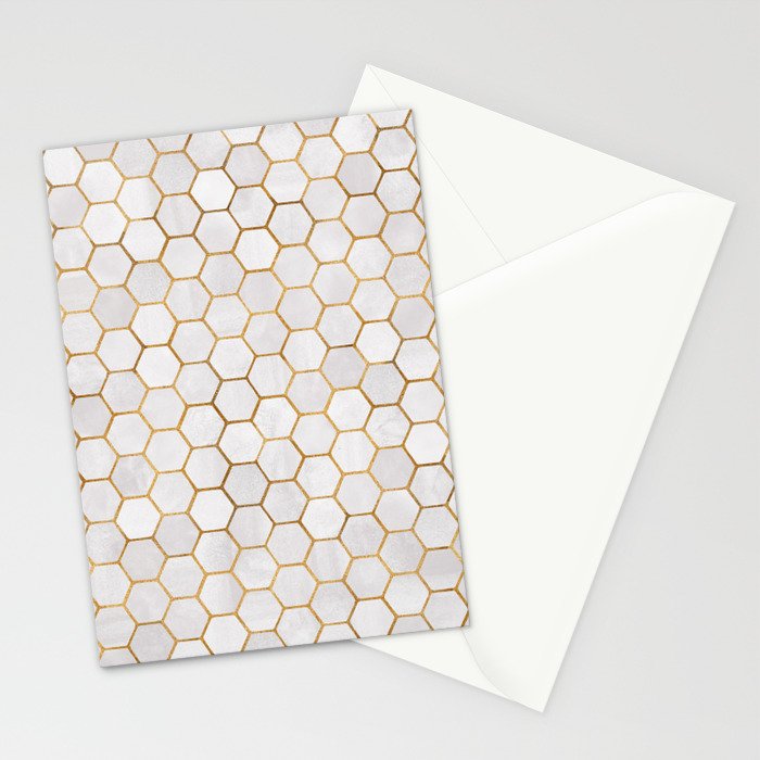 Neutral Geometric Hexagon Pattern Stationery Card Gallery Image 2