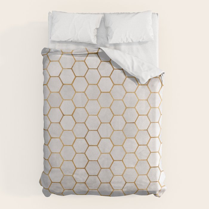 Neutral Geometric Hexagon Pattern Duvet Cover Gallery Image 6