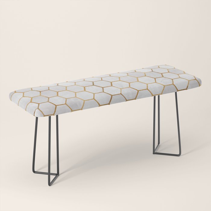 Neutral Geometric Hexagon Pattern Bench Gallery Image 1