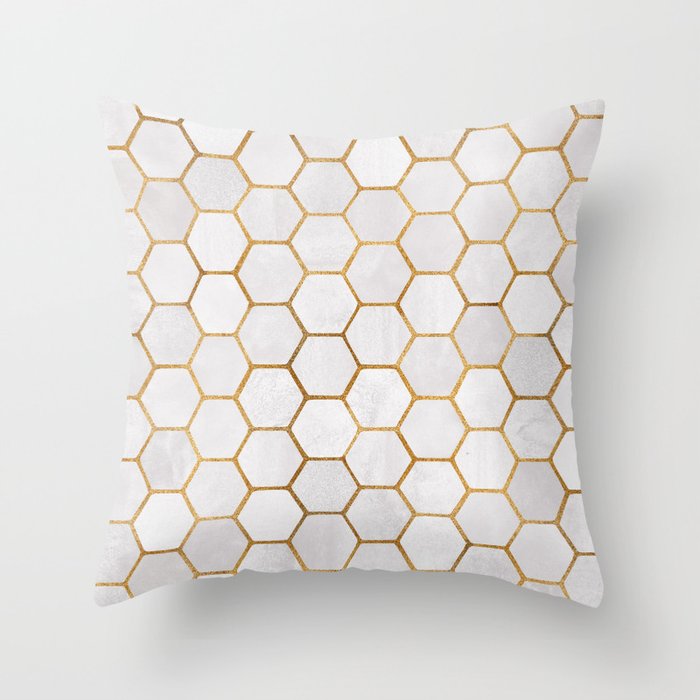 Neutral Geometric Hexagon Pattern Throw Pillow Gallery Image 1