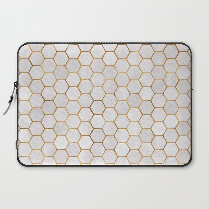 Neutral Geometric Hexagon Pattern Laptop Sleeve Gallery Image 2