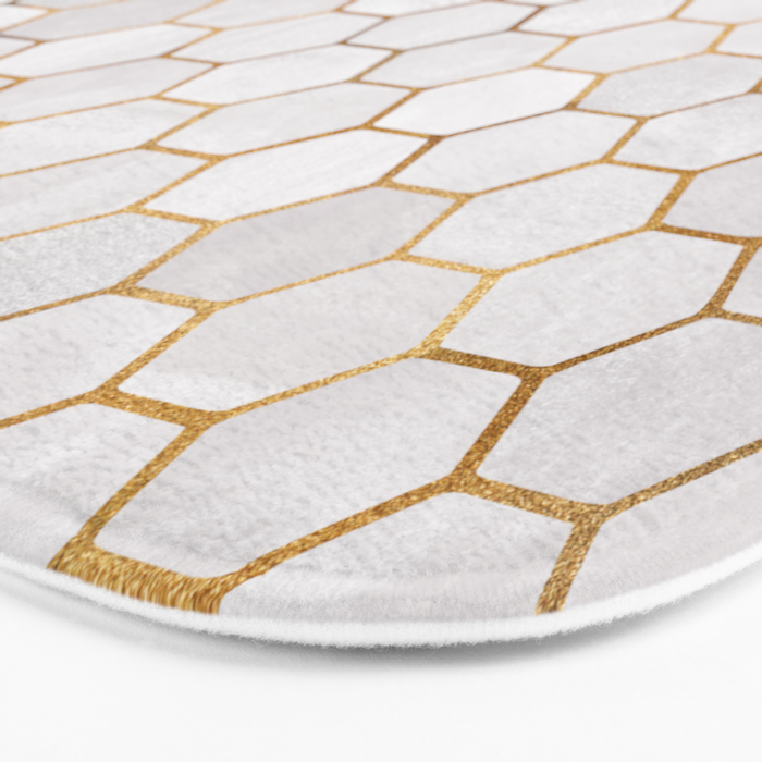 Neutral Geometric Hexagon Pattern Bath Mat Gallery Image 3