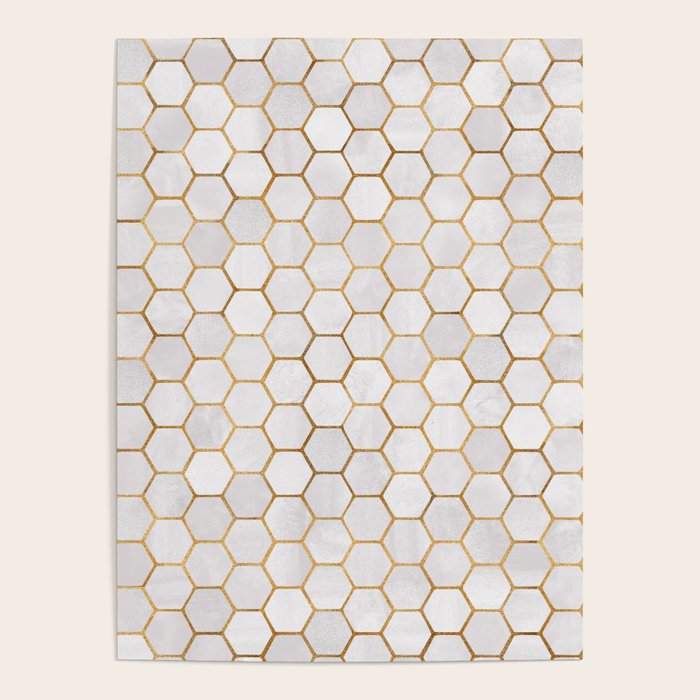 Neutral Geometric Hexagon Pattern Poster Gallery Image 4